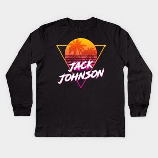 Jack Johnson - Proud Name Retro 80s Sunset Aesthetic Design Kids Long Sleeve T-Shirt